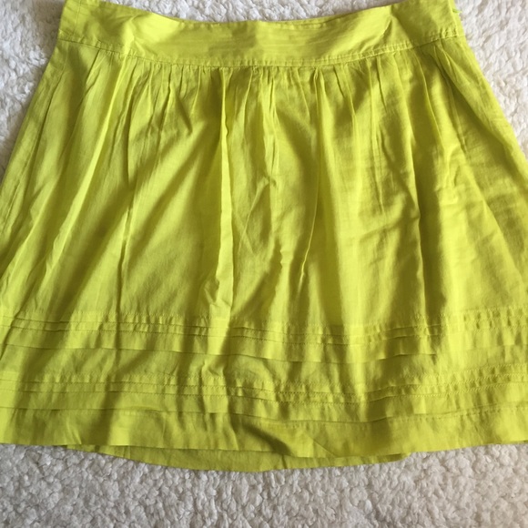 Loft Neon Yellow Green Cotton Layered Skirt - Picture 2 of 8